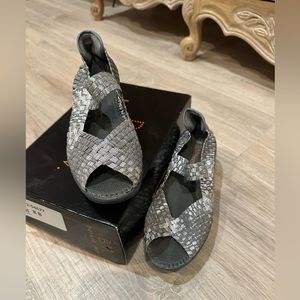 Bernie Mev silver wedges!!